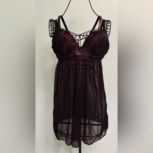 Elegant Lace Babydoll Black Slip Dress